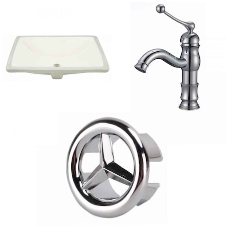 18.25 W CUPC Rectangle Undermount Sink Set In Biscuit, Chrome Hardware